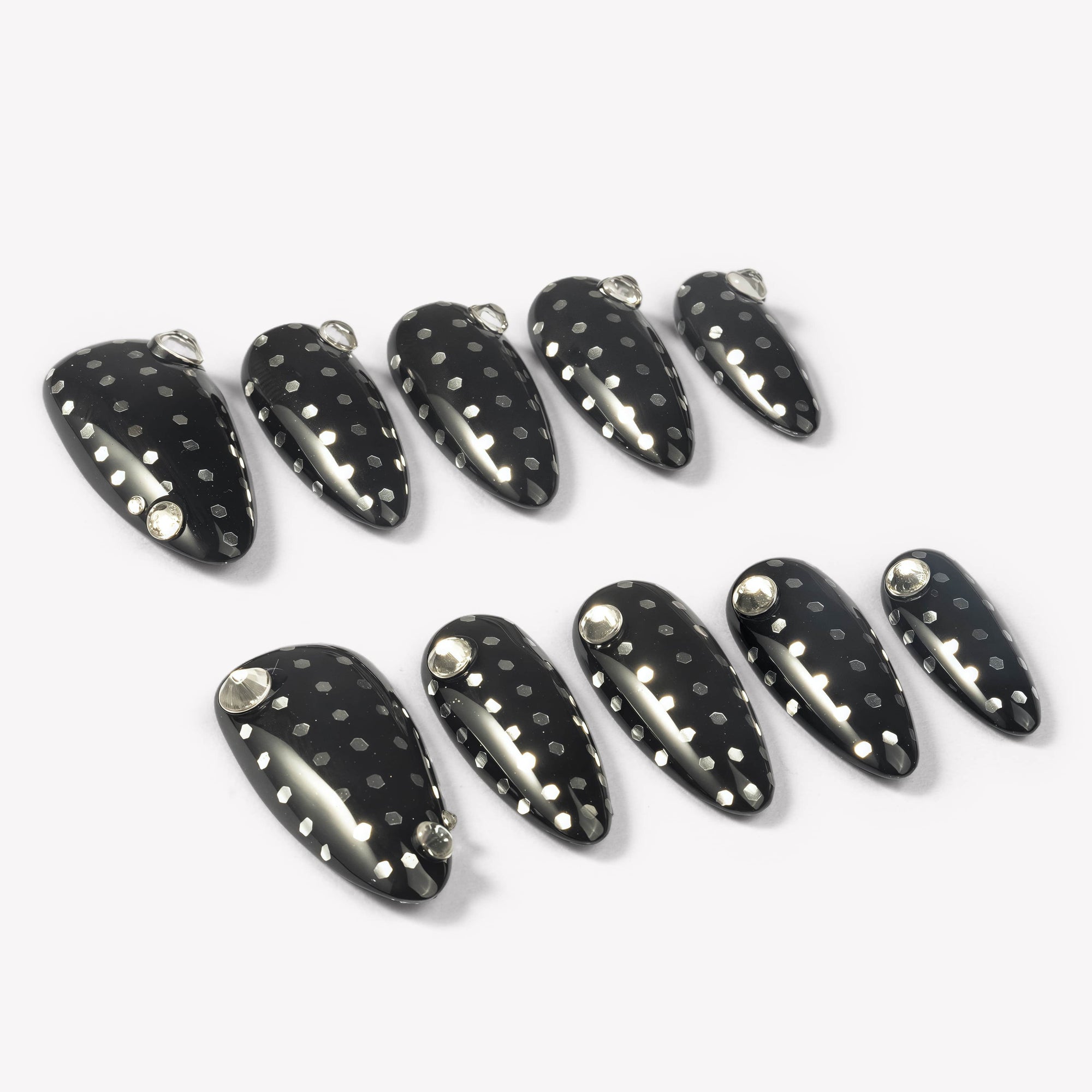 Midnight Dots Handmade Press On Nails