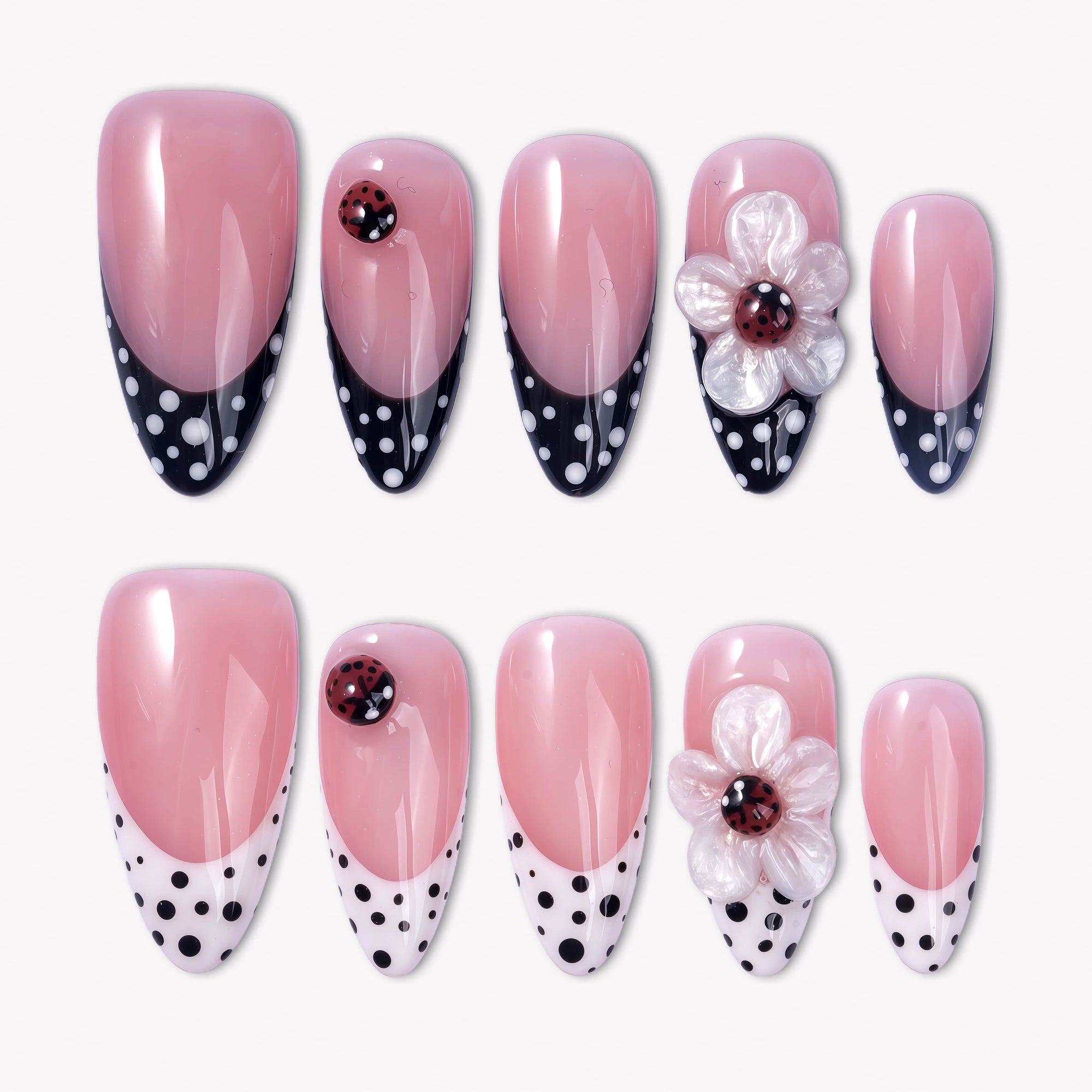 Ladybug Garden Handmade Press On Nails