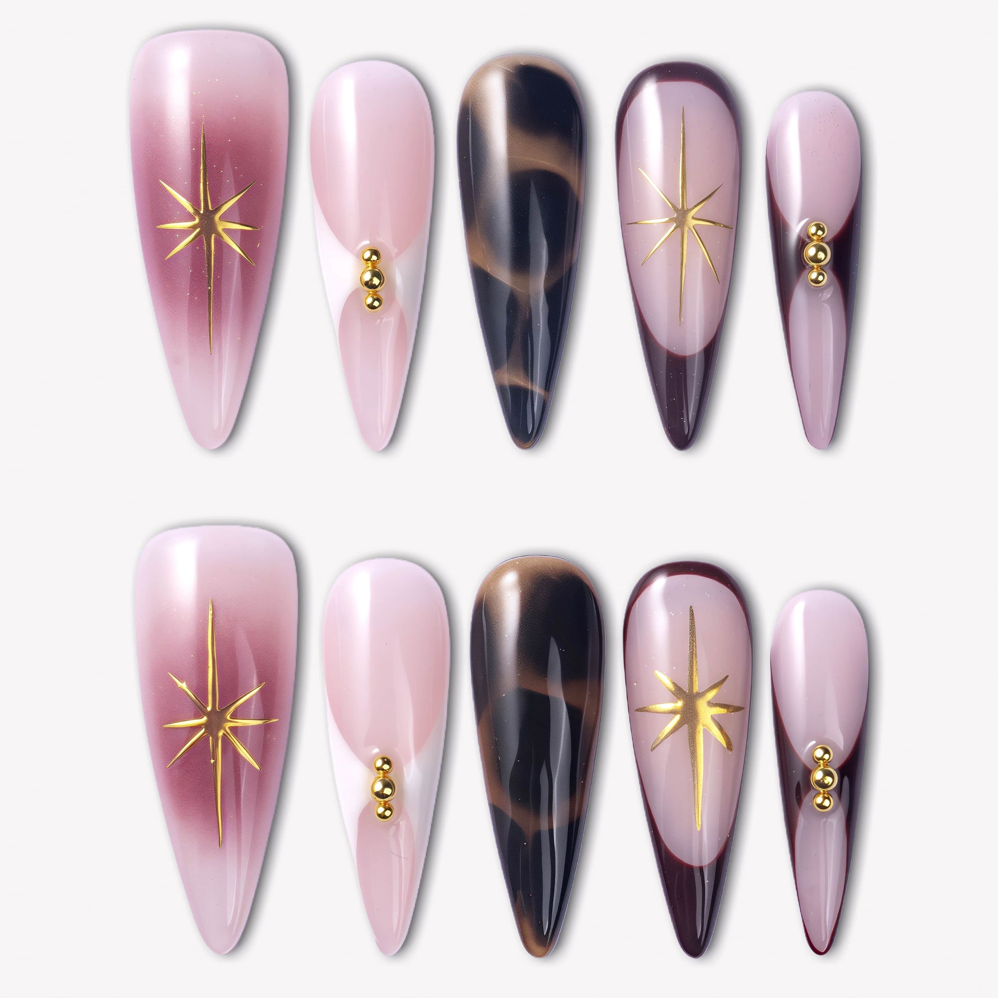 Starlit Mocha Handmade Press On Nails