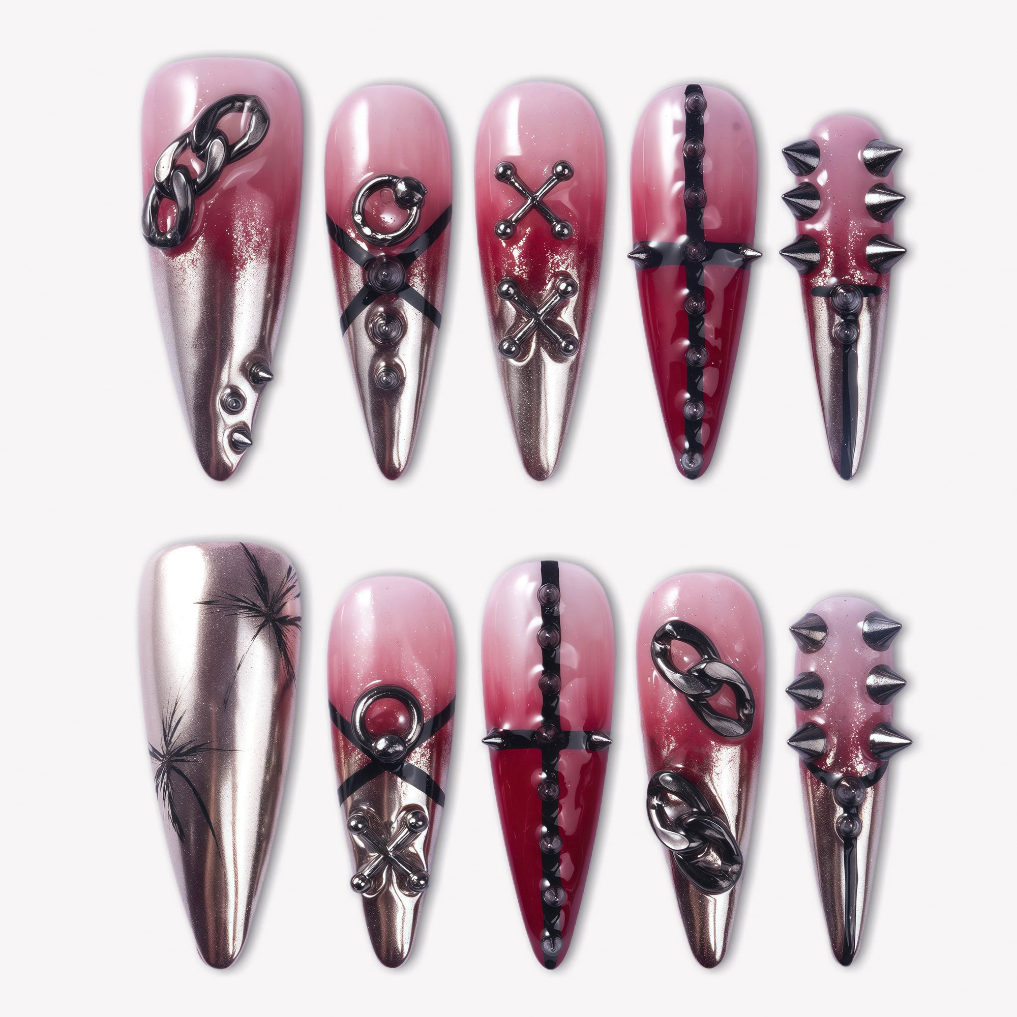Thorned Rose Handmade Press On Nails
