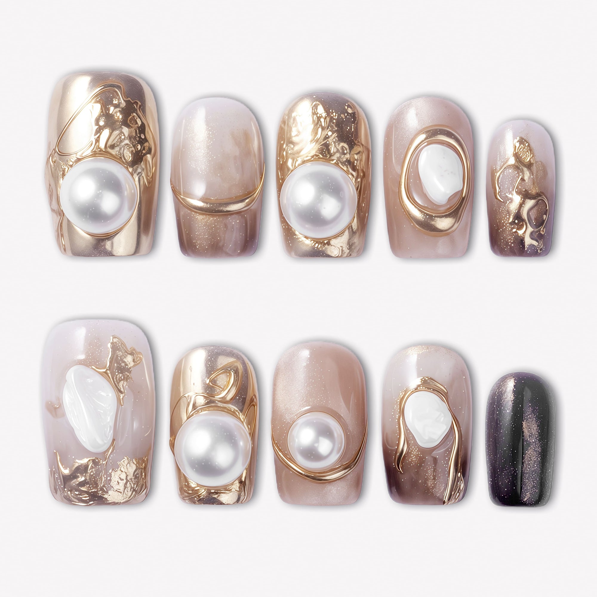 Gilded Pearl Handmade Press On Nails