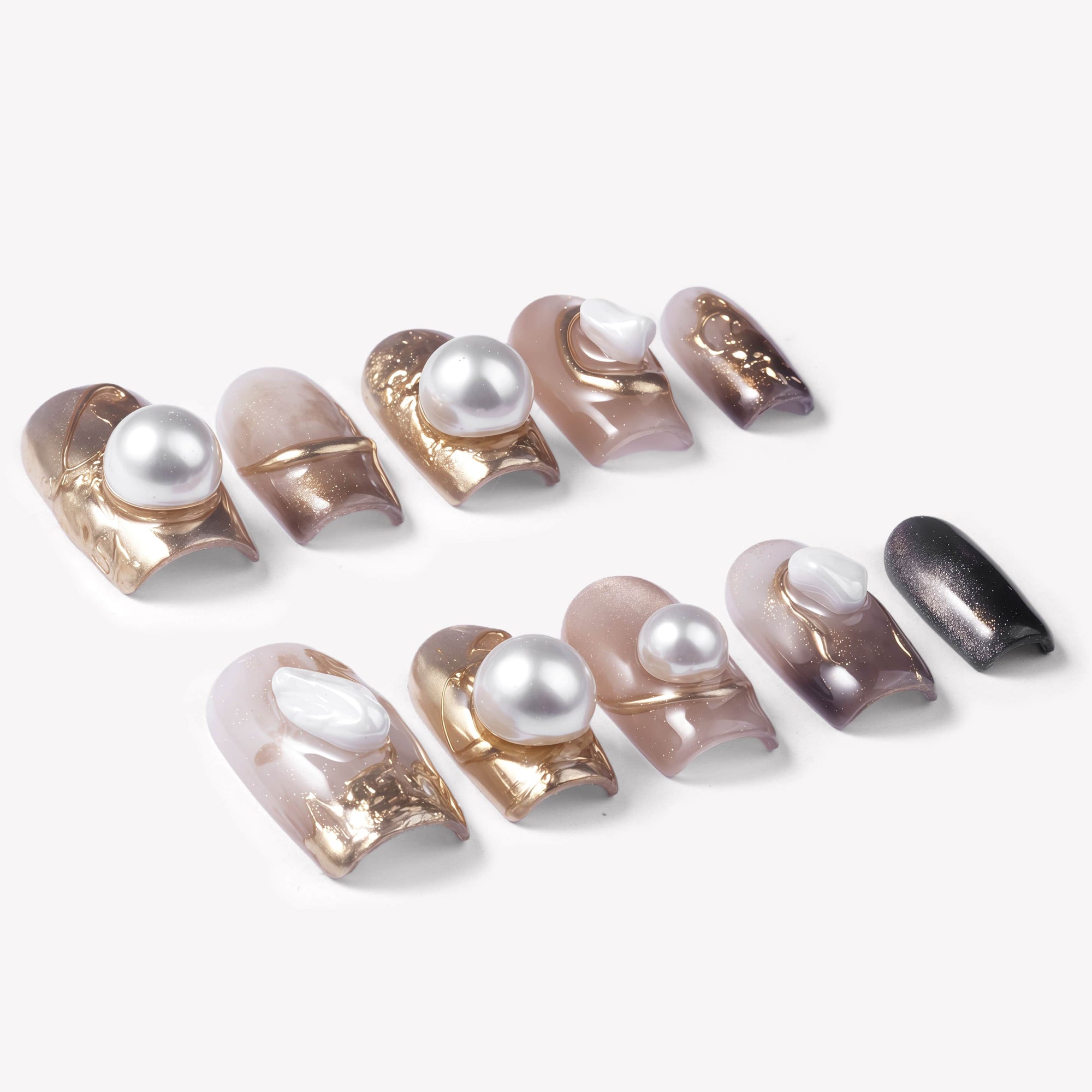 Gilded Pearl Handmade Press On Nails