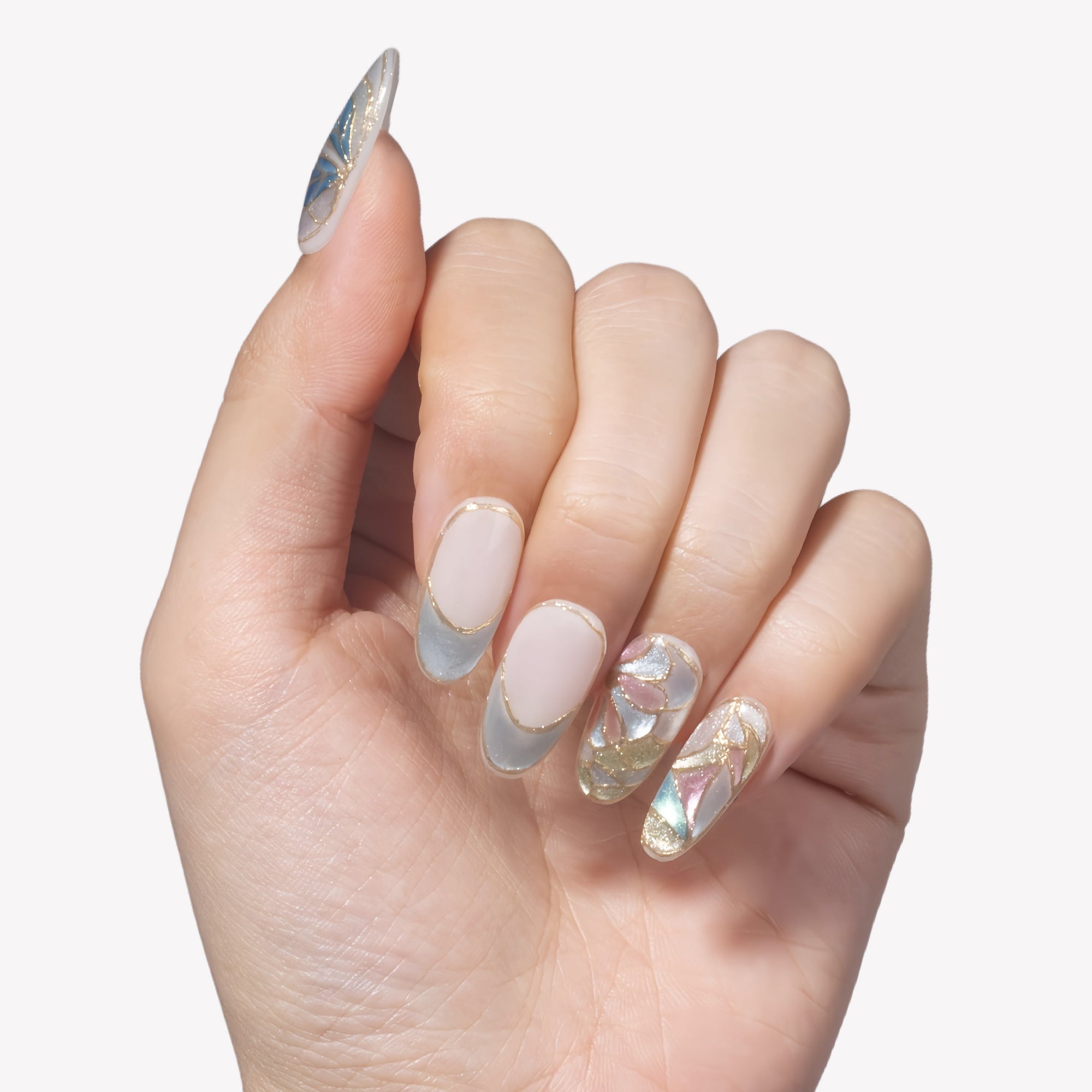 Stained Glass Leaves Handmade Press On Nails