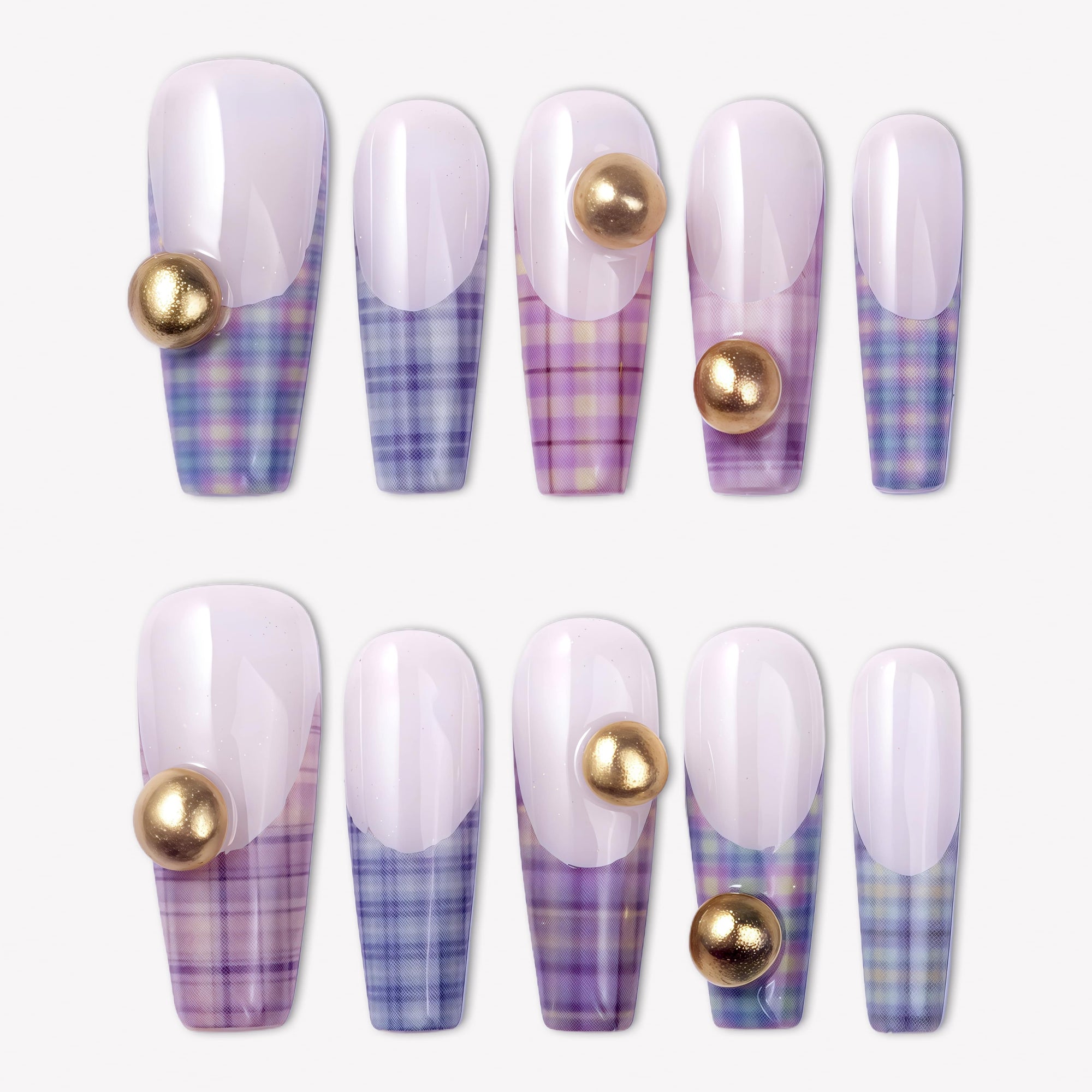 Plaid Symphony Handmade Press On Nails