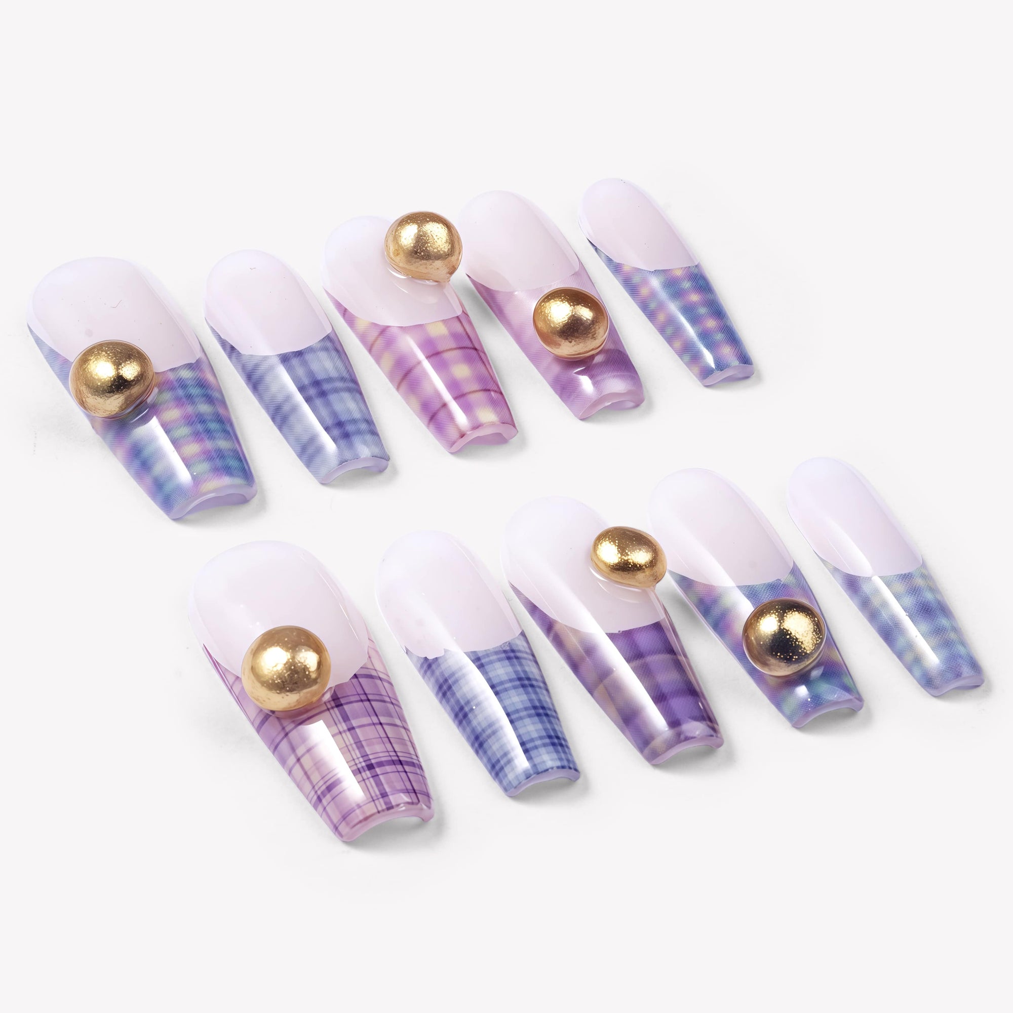 Plaid Symphony Handmade Press On Nails