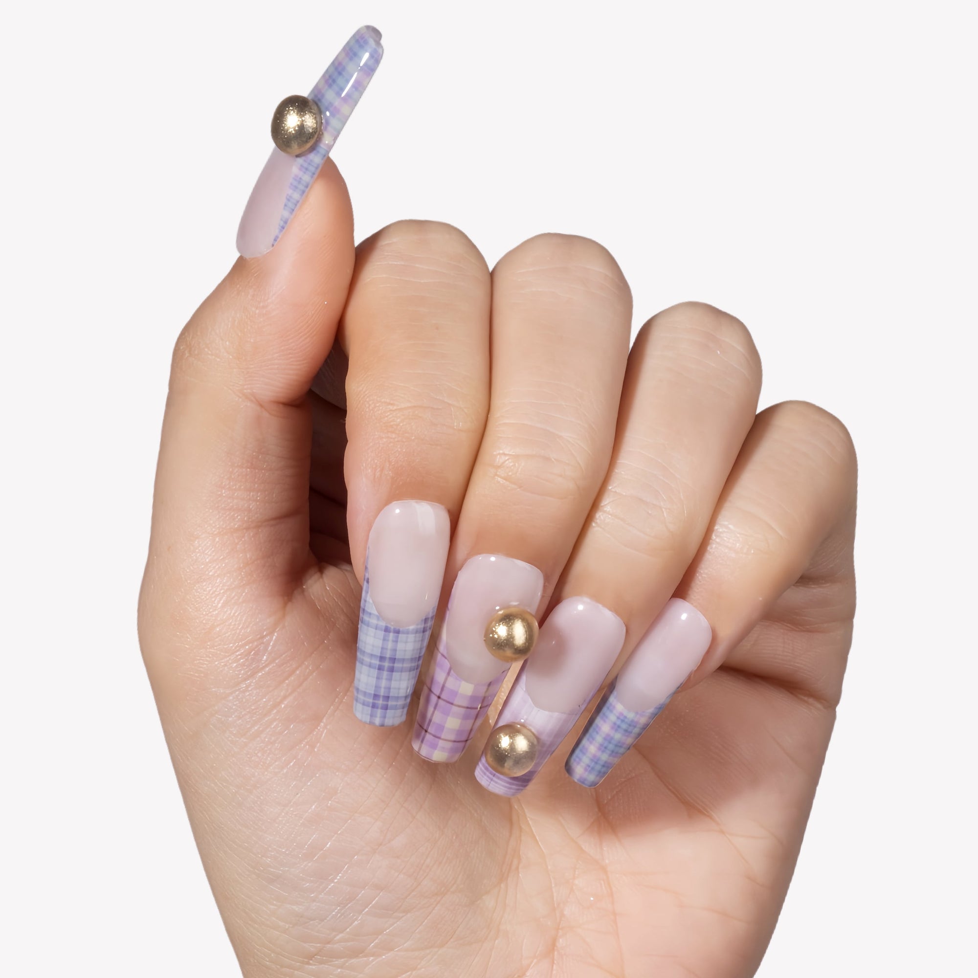Plaid Symphony Handmade Press On Nails