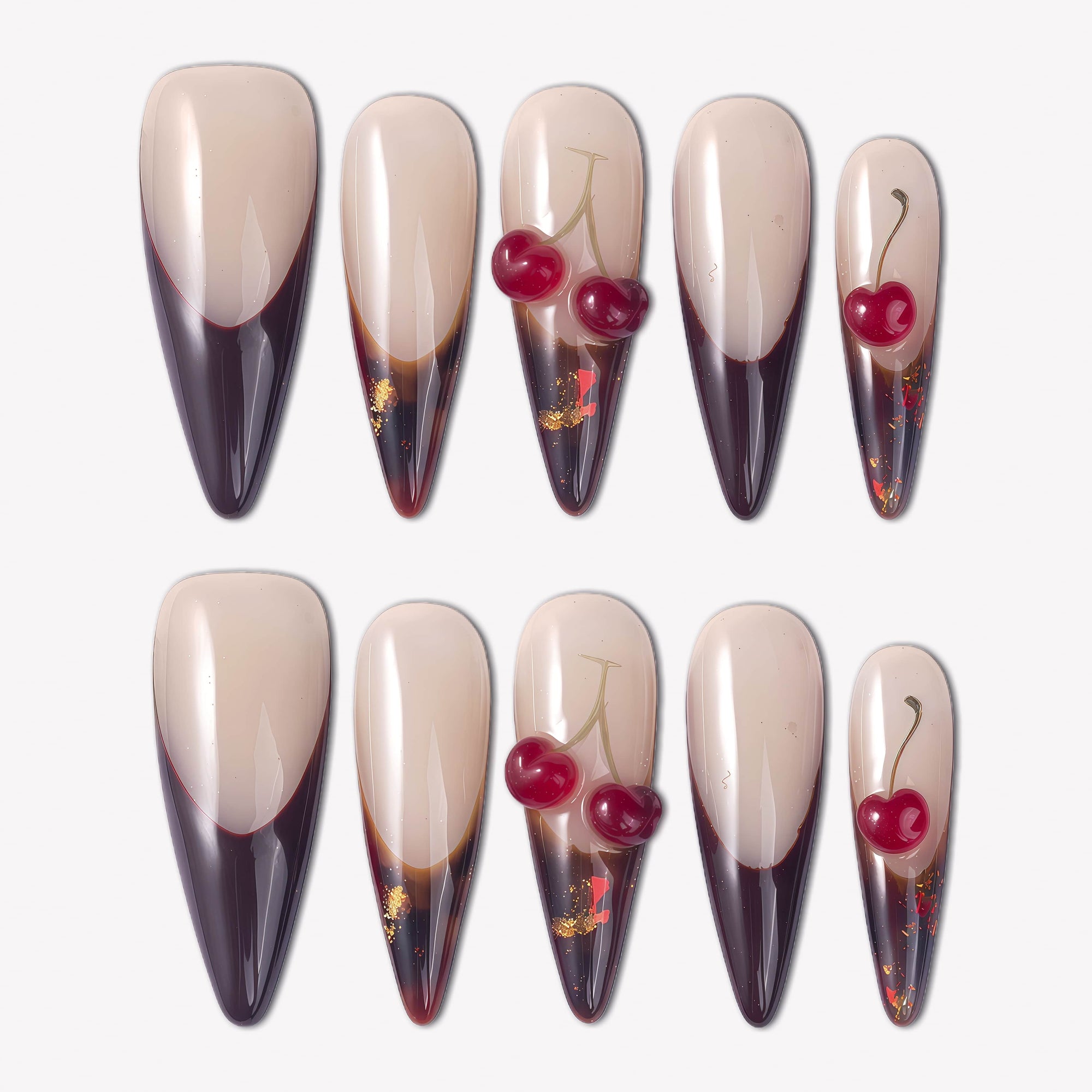 Cherry Noir Handmade Press On Nails