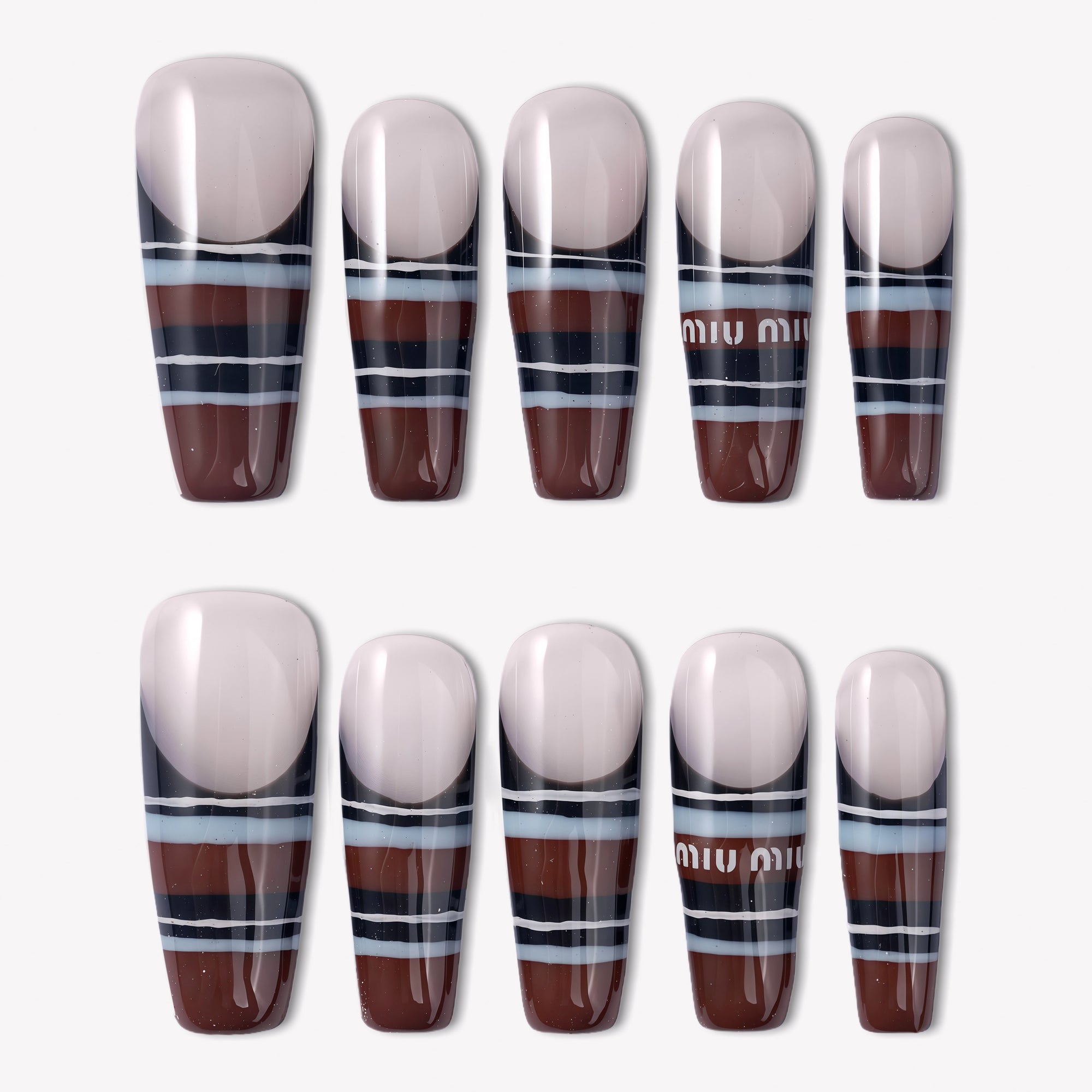 Varsity Stripe Handmade Press On Nails