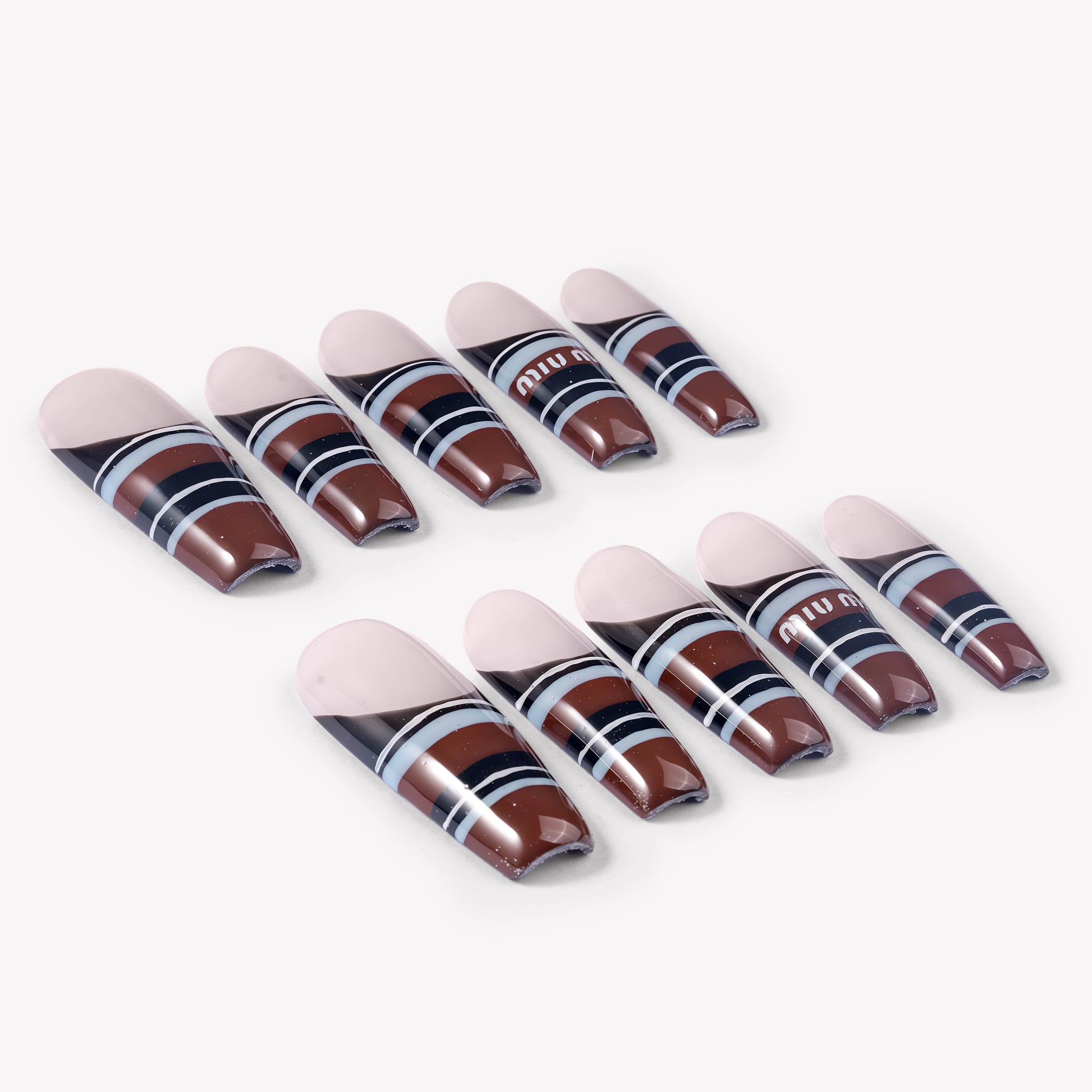 Varsity Stripe Handmade Press On Nails