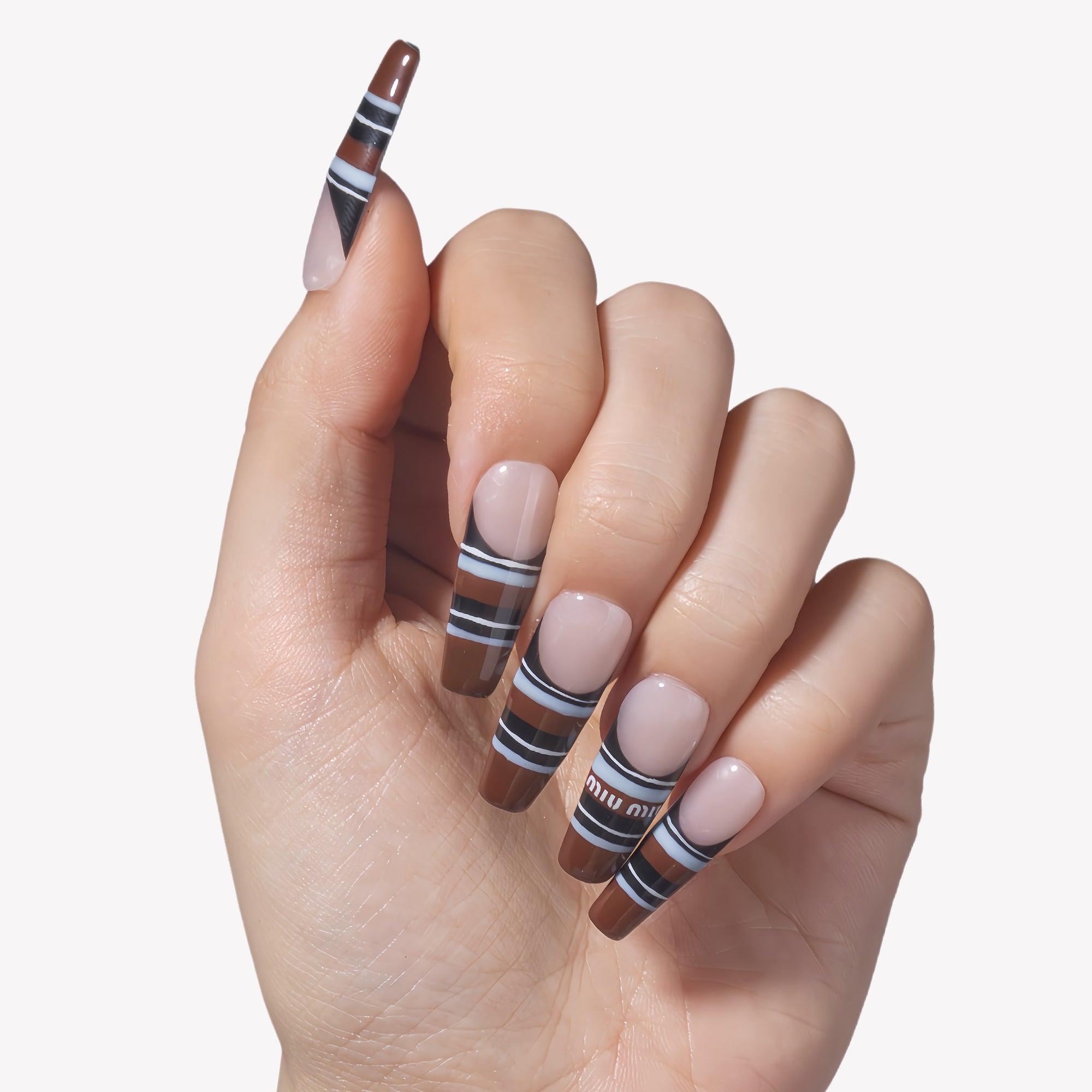 Varsity Stripe Handmade Press On Nails