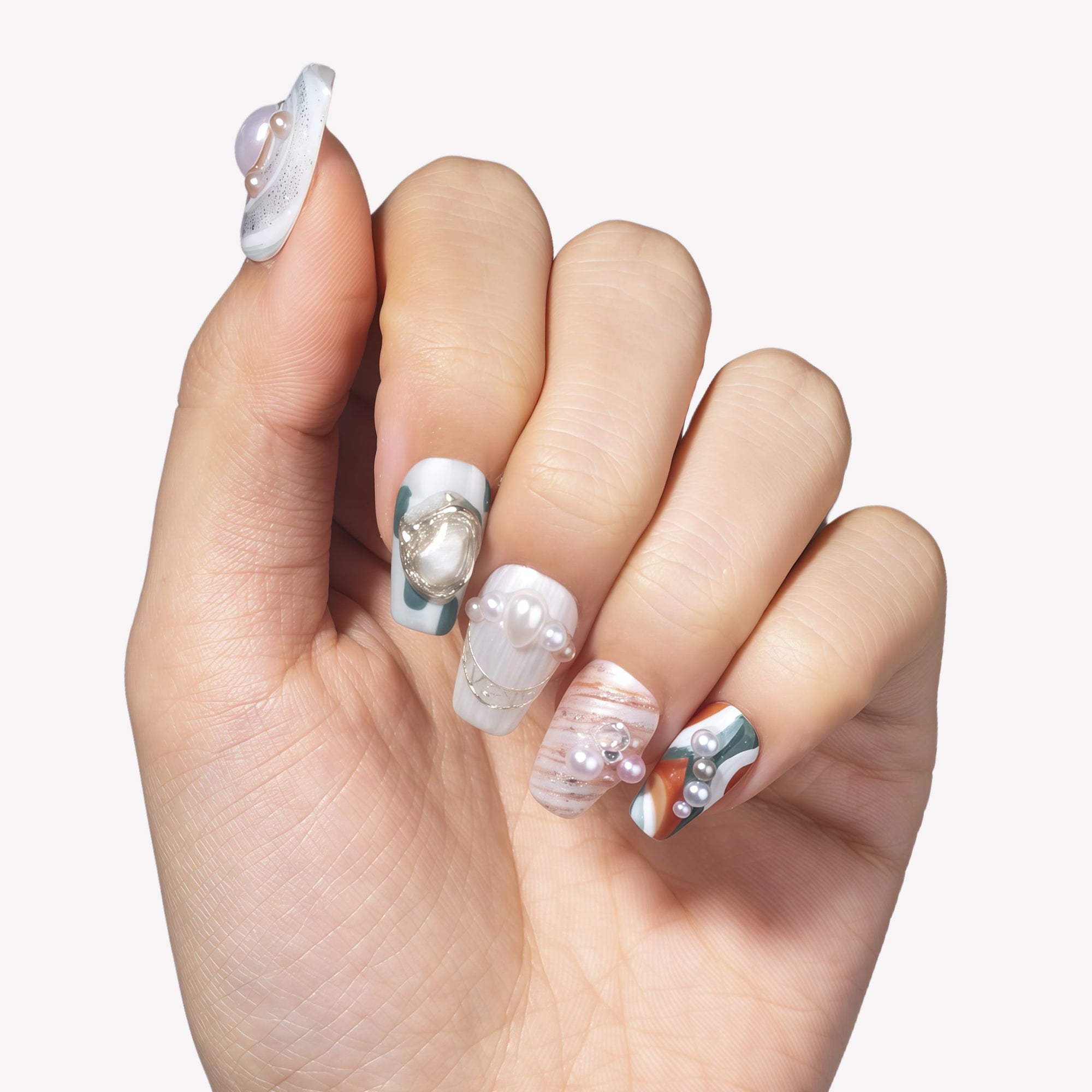 Aqua Relic Handmade Press On Nails