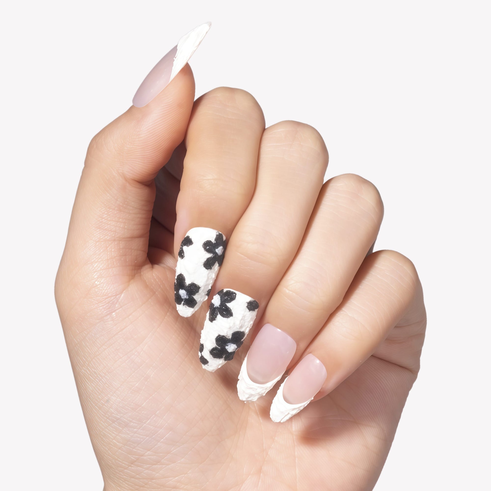 Chalk Floral Handmade Press On Nails