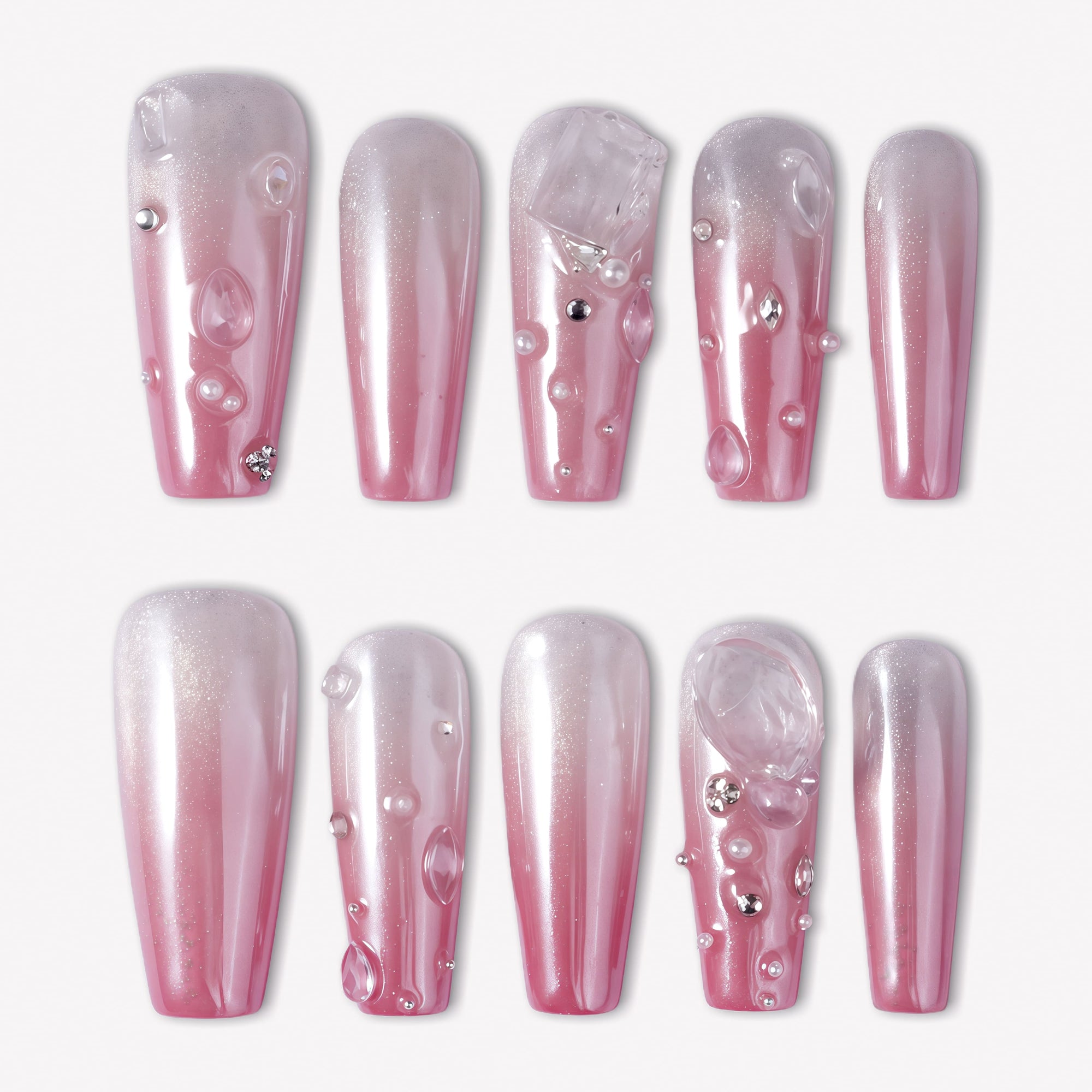 Rose Quartz Dew Handmade Press On Nails