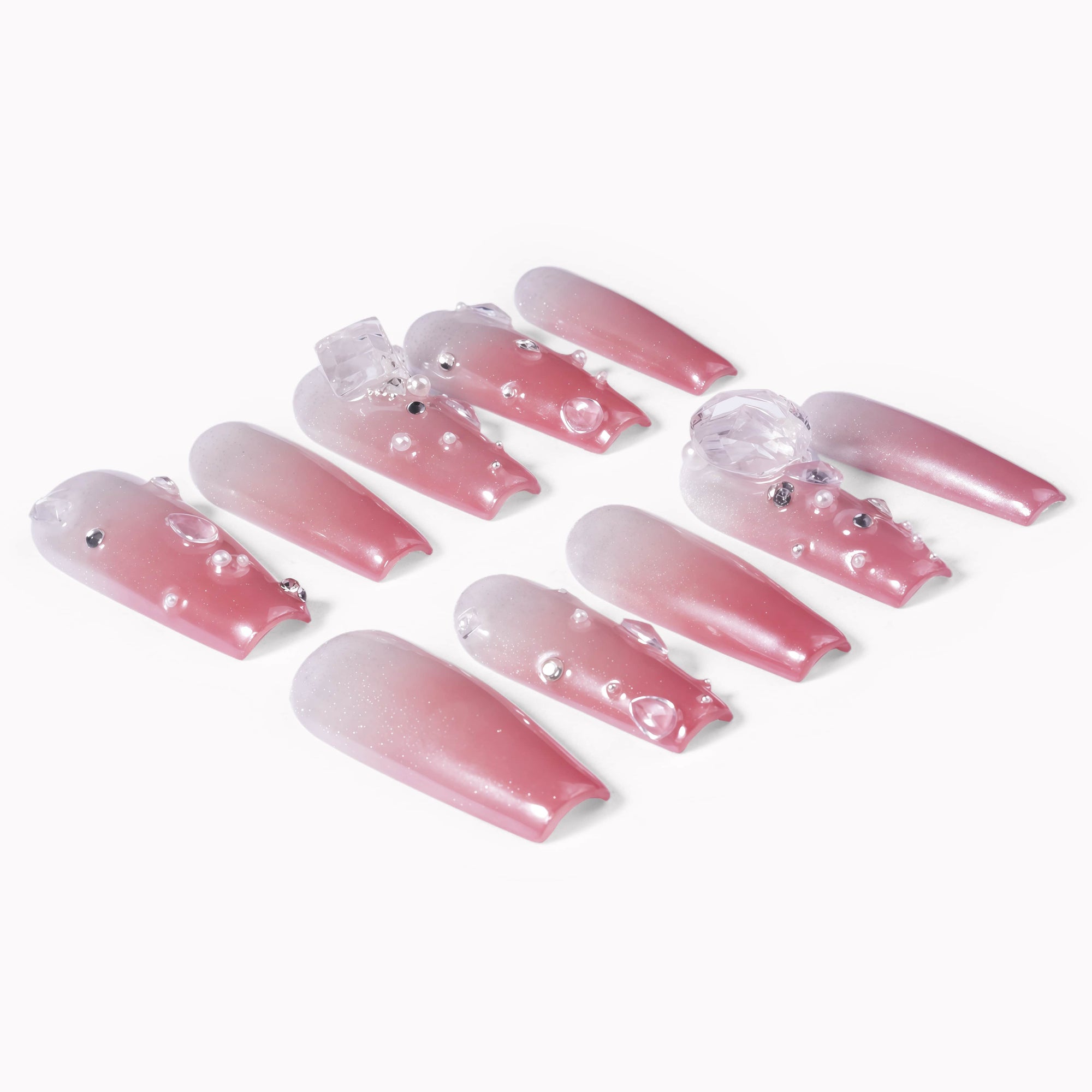 Rose Quartz Dew Handmade Press On Nails