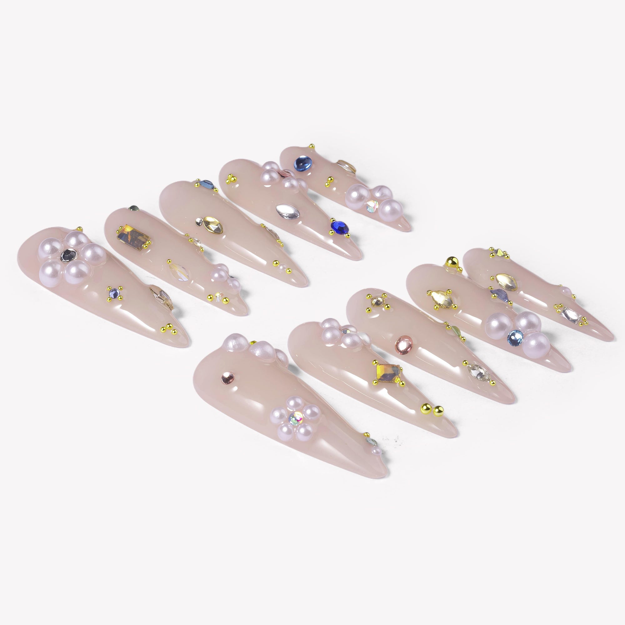 Water Drop Shimmer Handmade Press On Nails