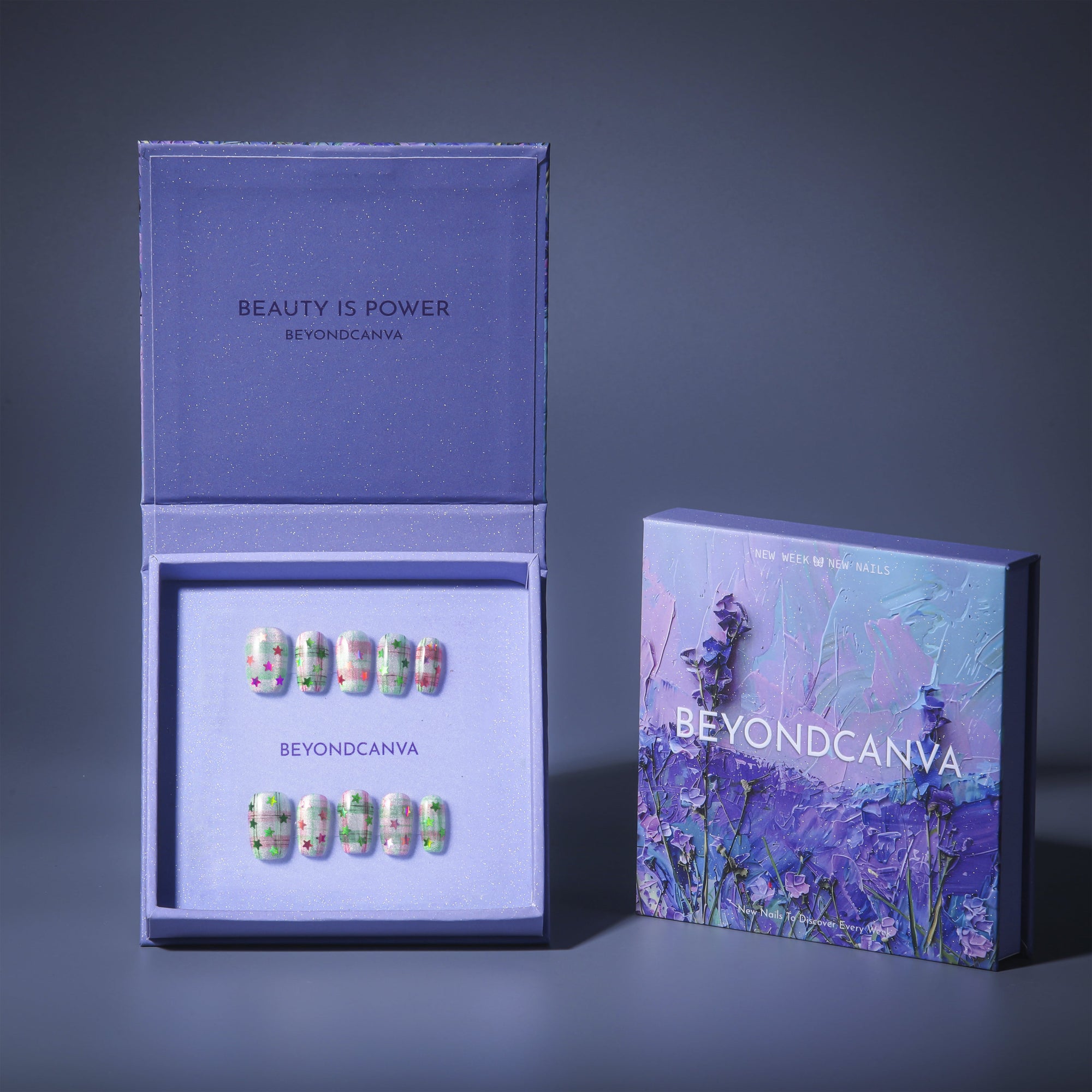 Candy Plaid Galaxy Handmade Press On Nails