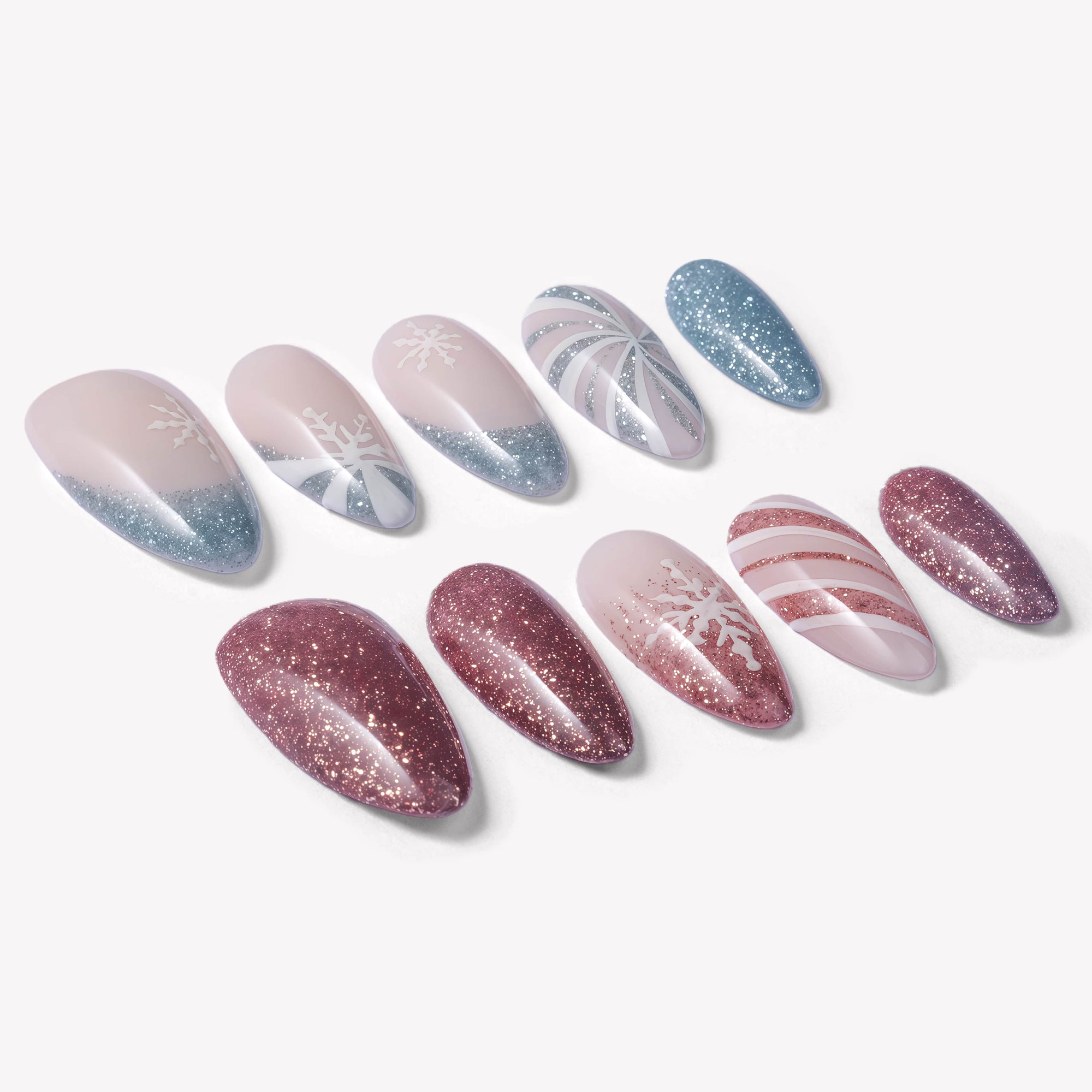 Frosted Peppermint Handmade Press On Nails