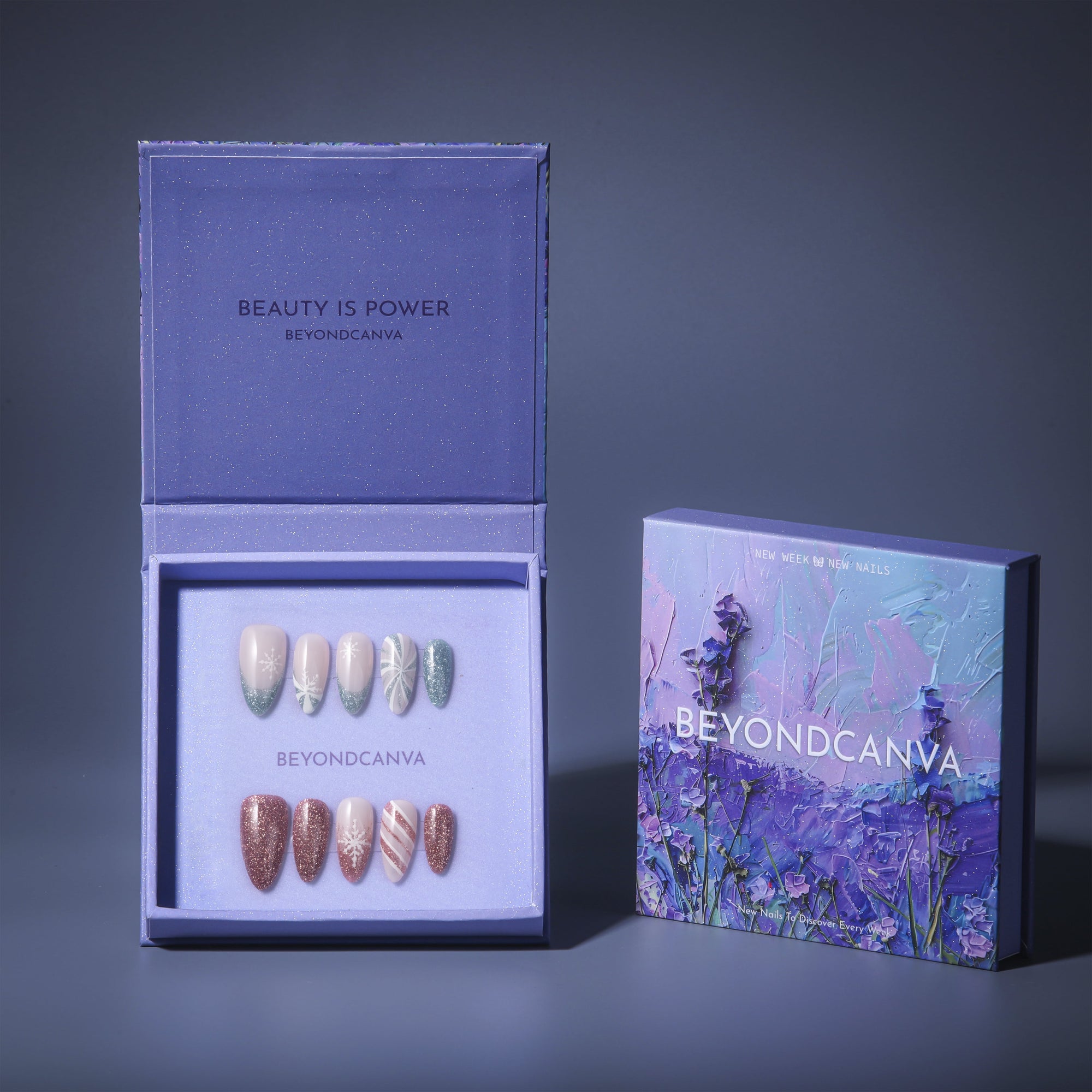 Frosted Peppermint Handmade Press On Nails