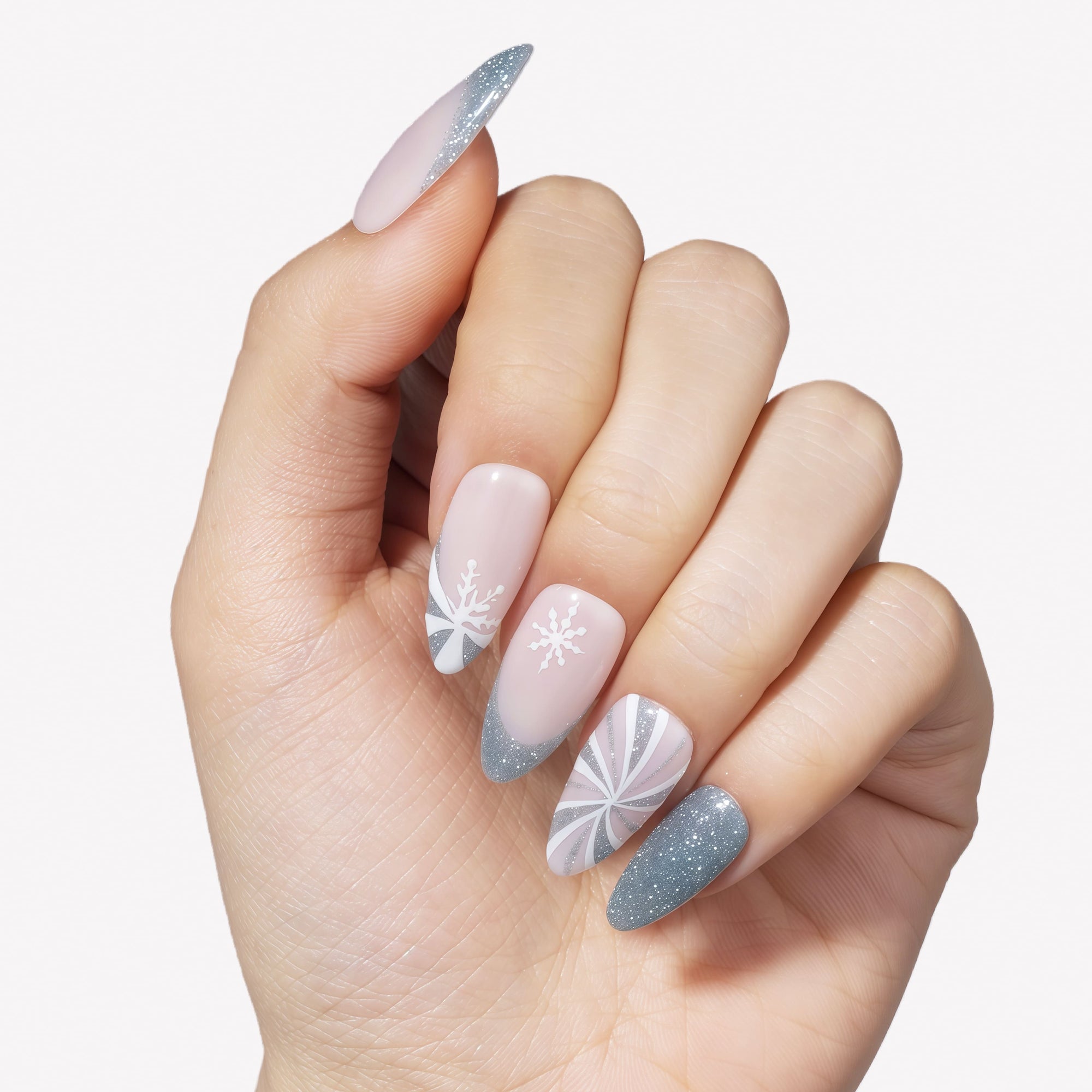 Frosted Peppermint Handmade Press On Nails