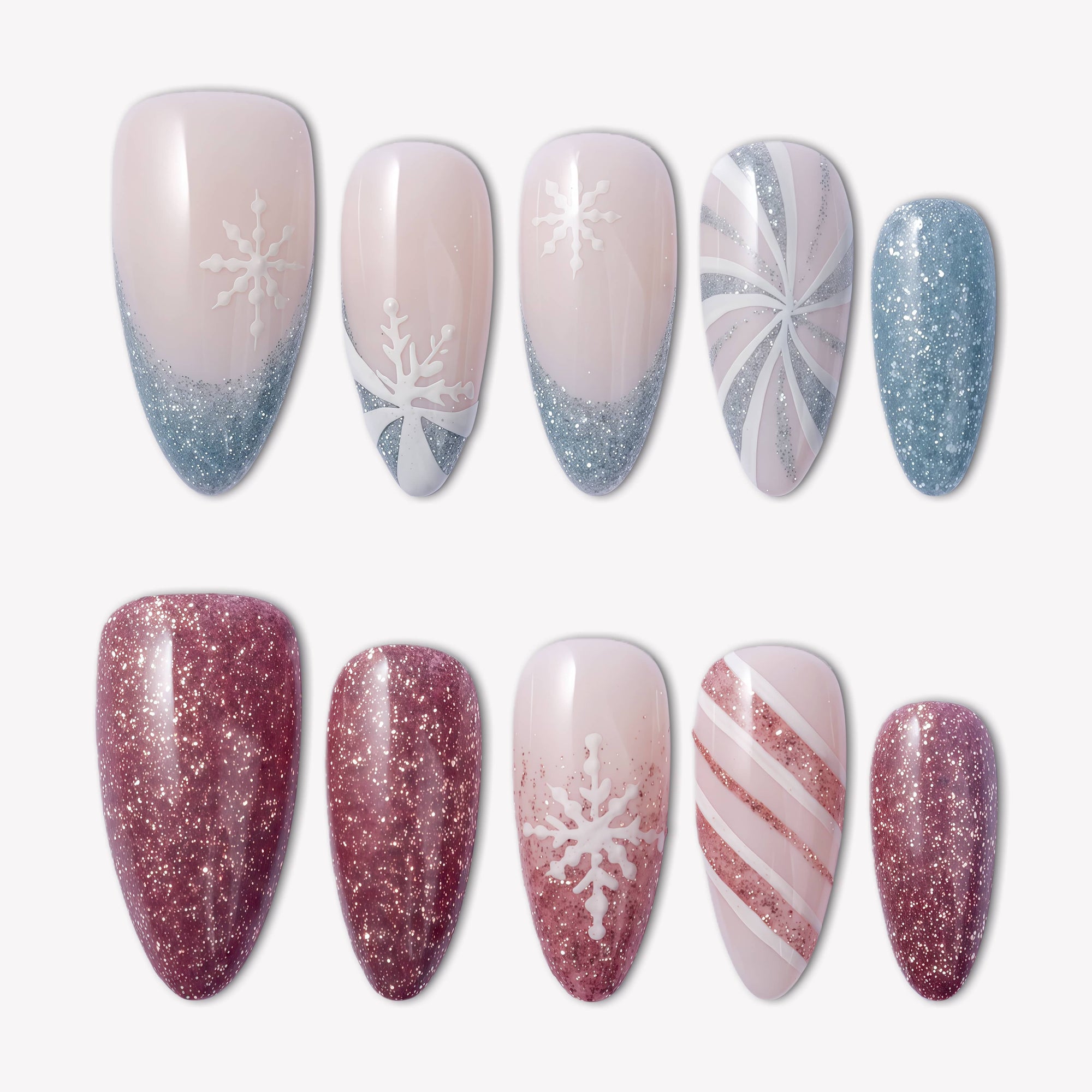 Frosted Peppermint Handmade Press On Nails
