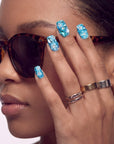 Ocean Sparkle Bloom Handmade Press On Nails