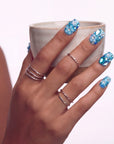 Ocean Sparkle Bloom Handmade Press On Nails