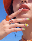 Tropical Cyber-Shell Handmade Press On Nails