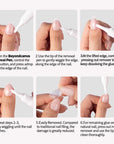 Step-by-step guide showing how to use the Beyondcanva removal pen to loosen and remove press-on nails