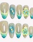 Ocean Hibiscus Handmade Press On Nails