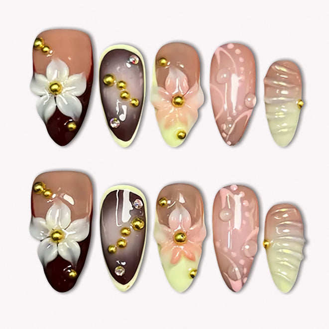 Twilight Flora Handmade Press On Nails