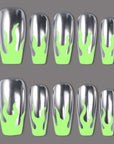Chrome Inferno (Fluoresent) Handmade Press On Nails