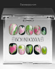 Pink Caladium Handmade Press On Nails