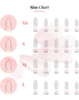 BEYONDCANVA size chart, providing detailed measurements for different sizes to help customers choose the perfect fit for their nails, ensuring a natural and comfortable look.