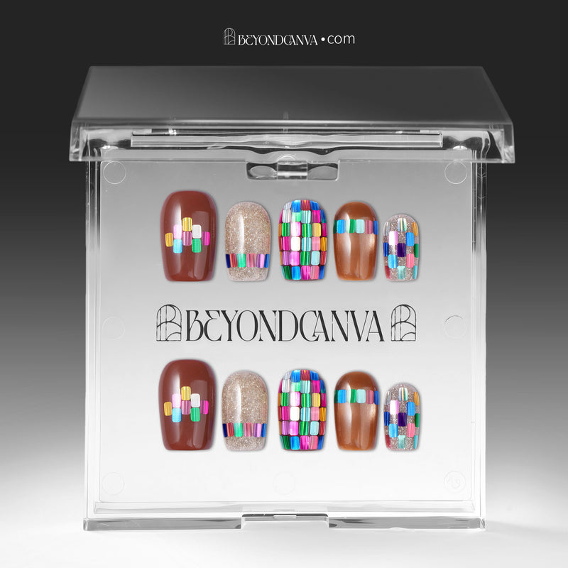 Mosaic Glass Handmade Press On Nails