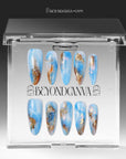 Aquamarine Serenity & Throat Chakra Handmade Press On Nails