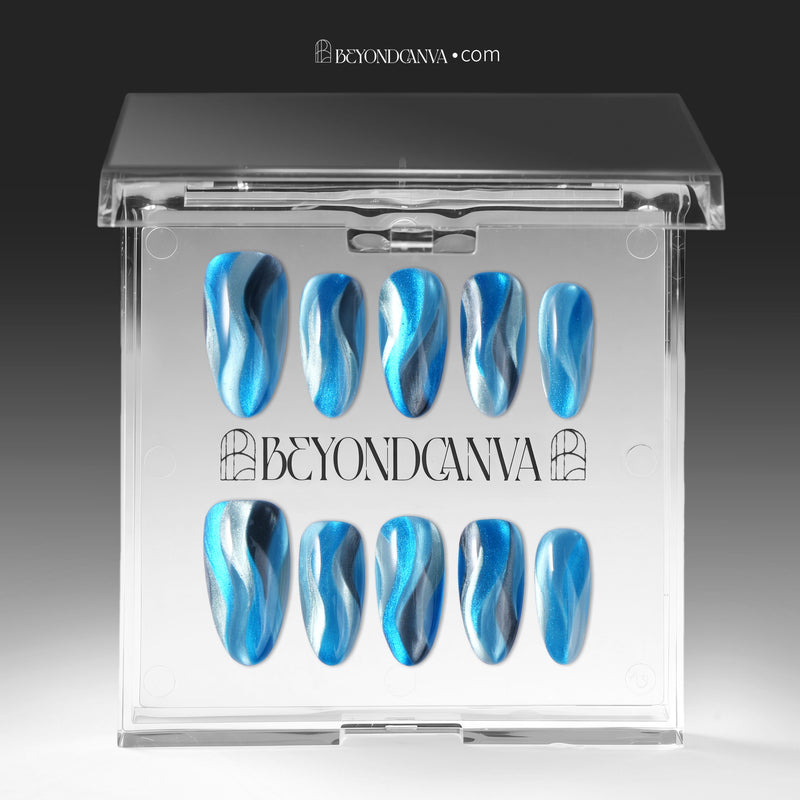 Azure Mirage Handmade Press On Nails