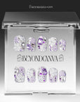 Violet Crystal Blossom Handmade Press On Nails