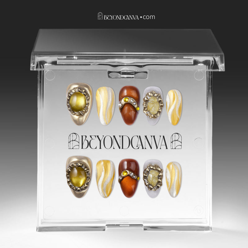 Citrine Wealth &amp; Solar Vitality Handmade Press On Nails