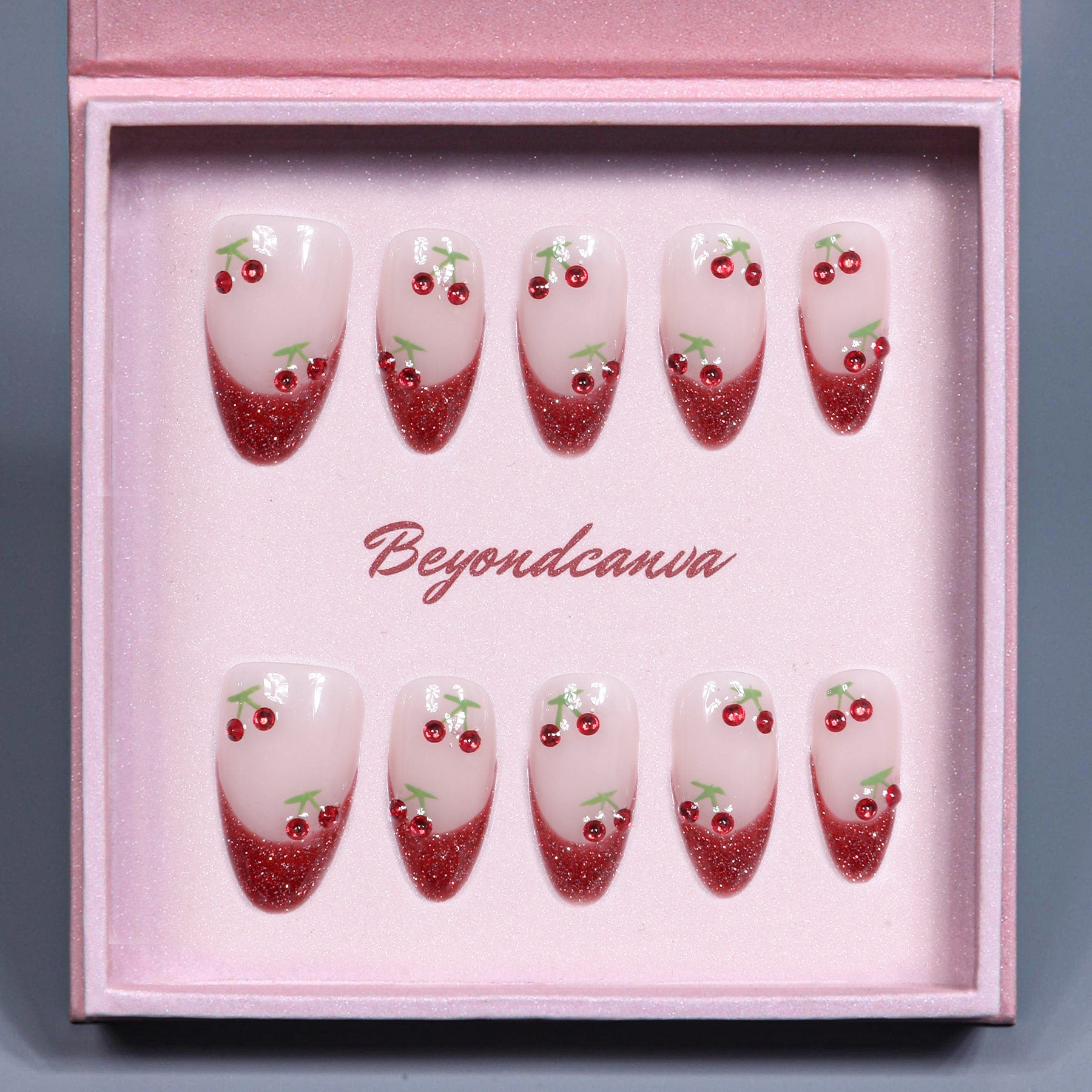 Cherry Sparkle Handmade Press On Nails