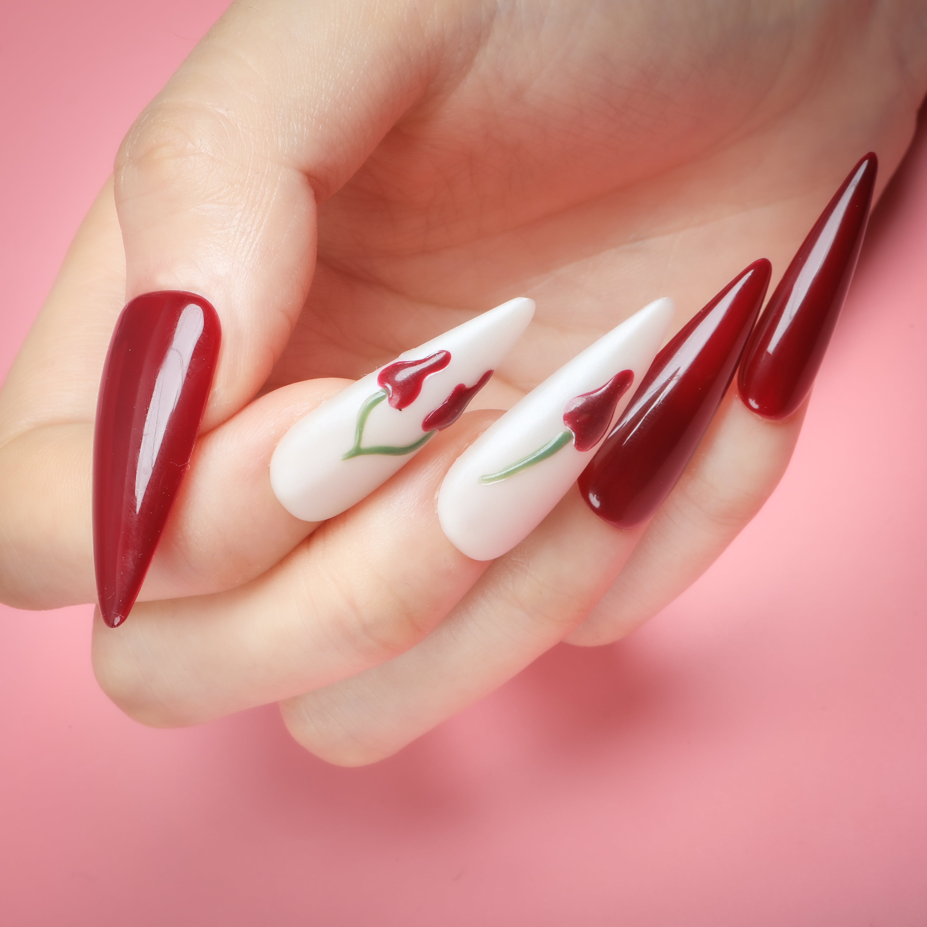 Cherries or Roses Handmade Press On Nails