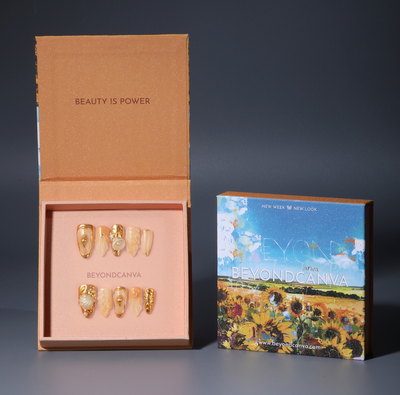 Golden Shell Handmade Press On Nails