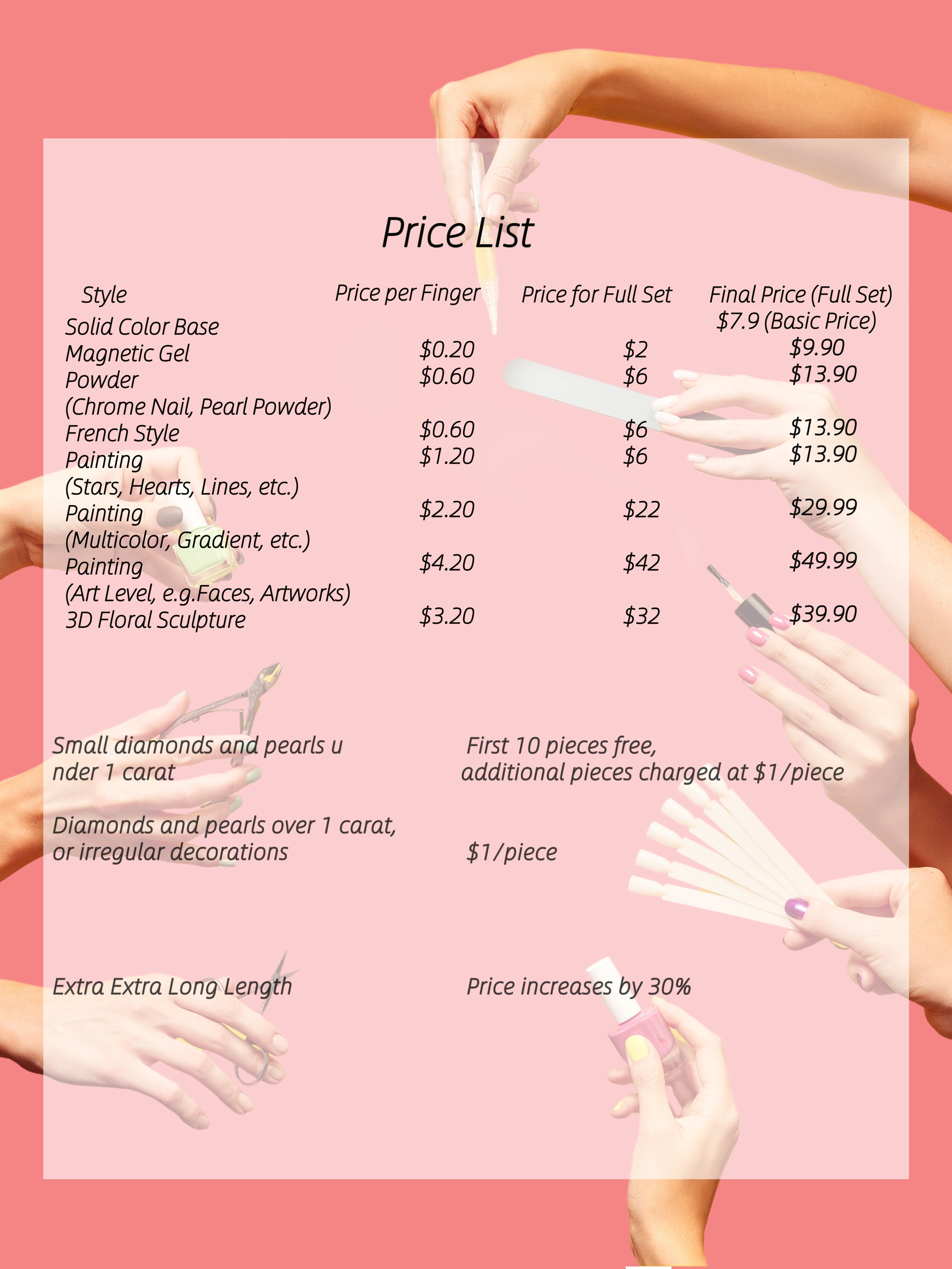 Medium Custom Nails($ 7.9 Deposit)