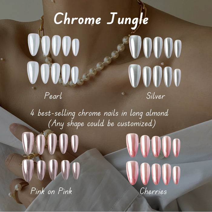 Chrome Jungle Handmade Press On Nails (Binder Included)
