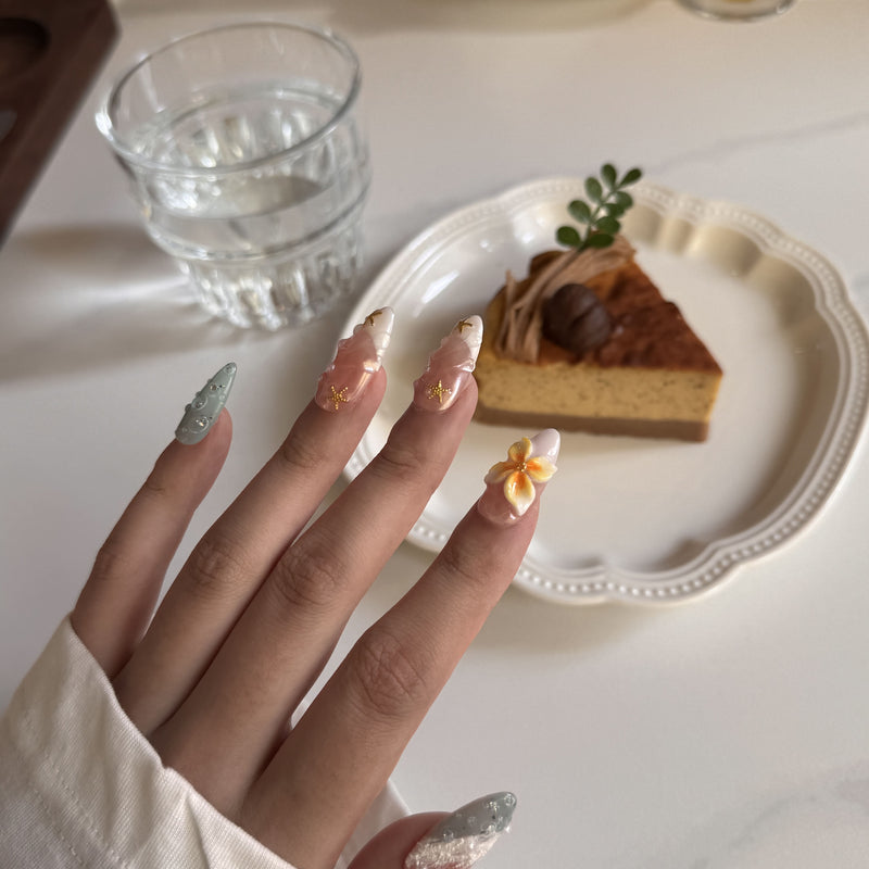 Sea Bloom Handmade Press On Nails
