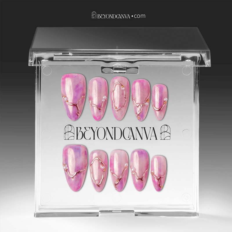 Rosé Veins Handmade Press On Nails