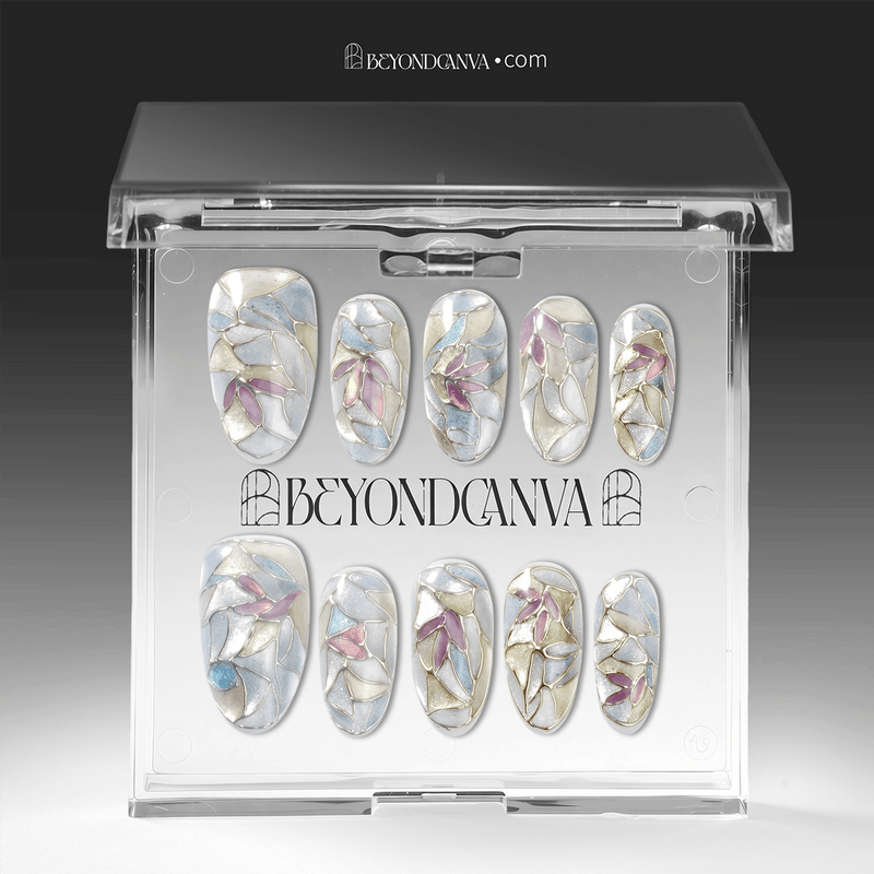 Crystal Leaves Handmade Press On Nails