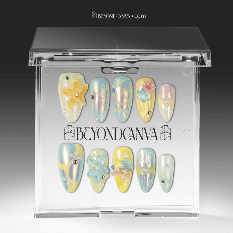 Iridescent Petals Handmade Press On Nails