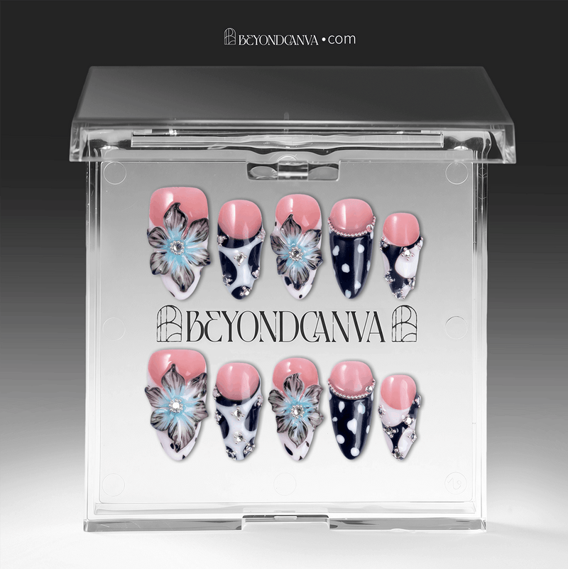 Midnight Bloom Handmade Press On Nails