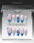 Azure Bloom Handmade Press On Nails
