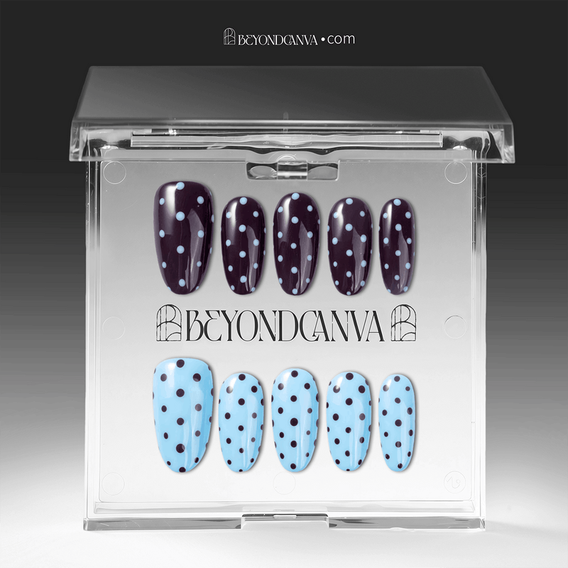 Choco Sky Dots Handmade Press On Nails
